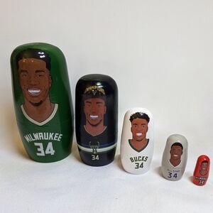 Giannis Antetokounmpo #34 Milwaukee Bucks Collectible Wood Nesting Dolls - SGA